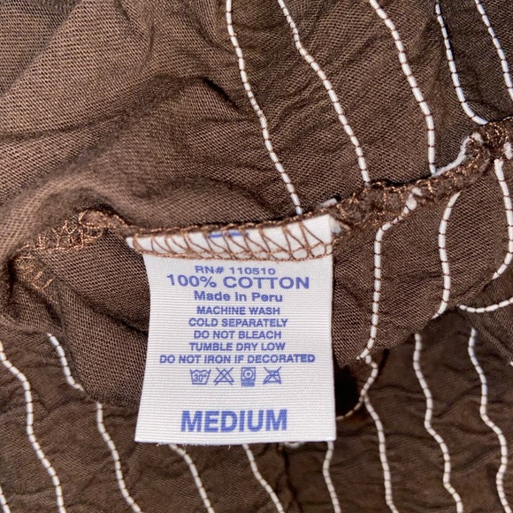 Project E Vintage Brown Short Sleeve Scarf Tie Style Blouse Top Medium - Picture 6 of 9